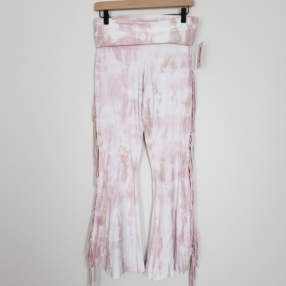 FESTIVAL Fringe Tie Dye Bell Bottom Pants NWT - Picture 4 of 7
